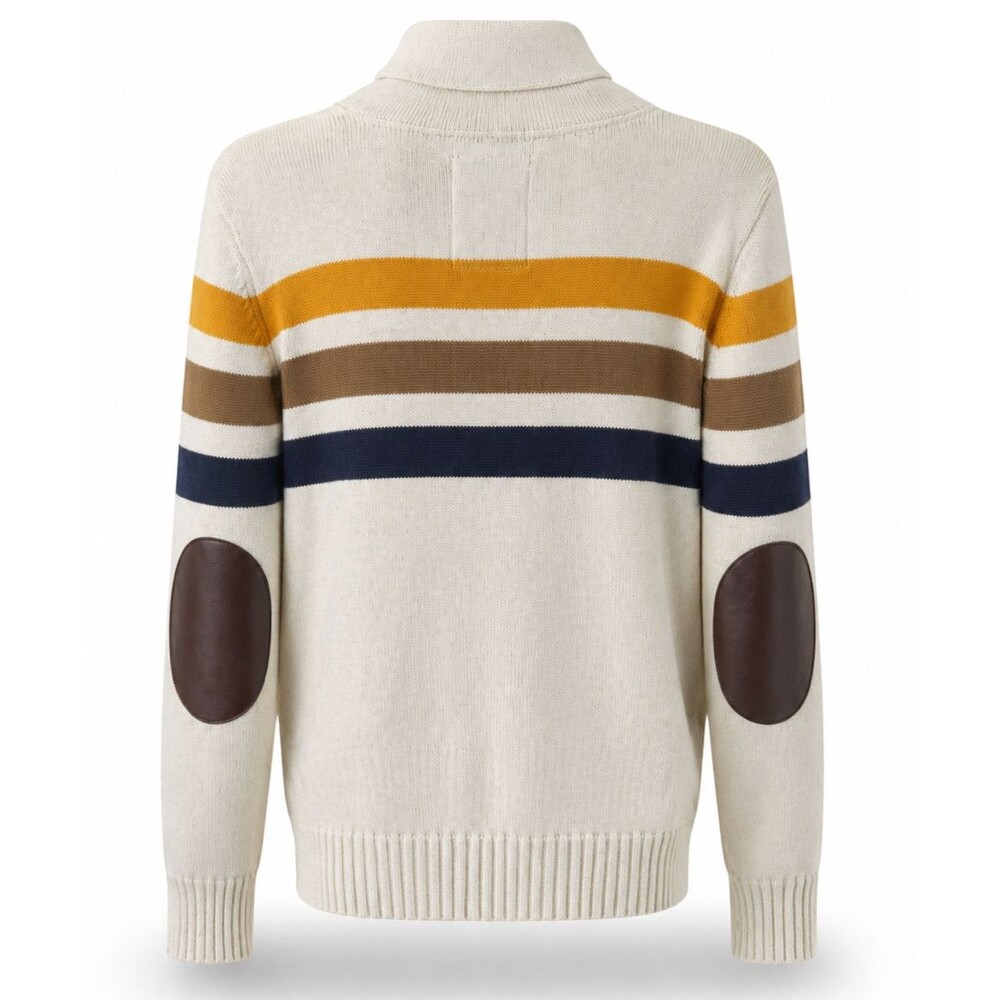 Born Fly Cardigan Sweater Shawl Collar Button Front Mens Small Cotton Elbows NWT - Picture 2 of 6